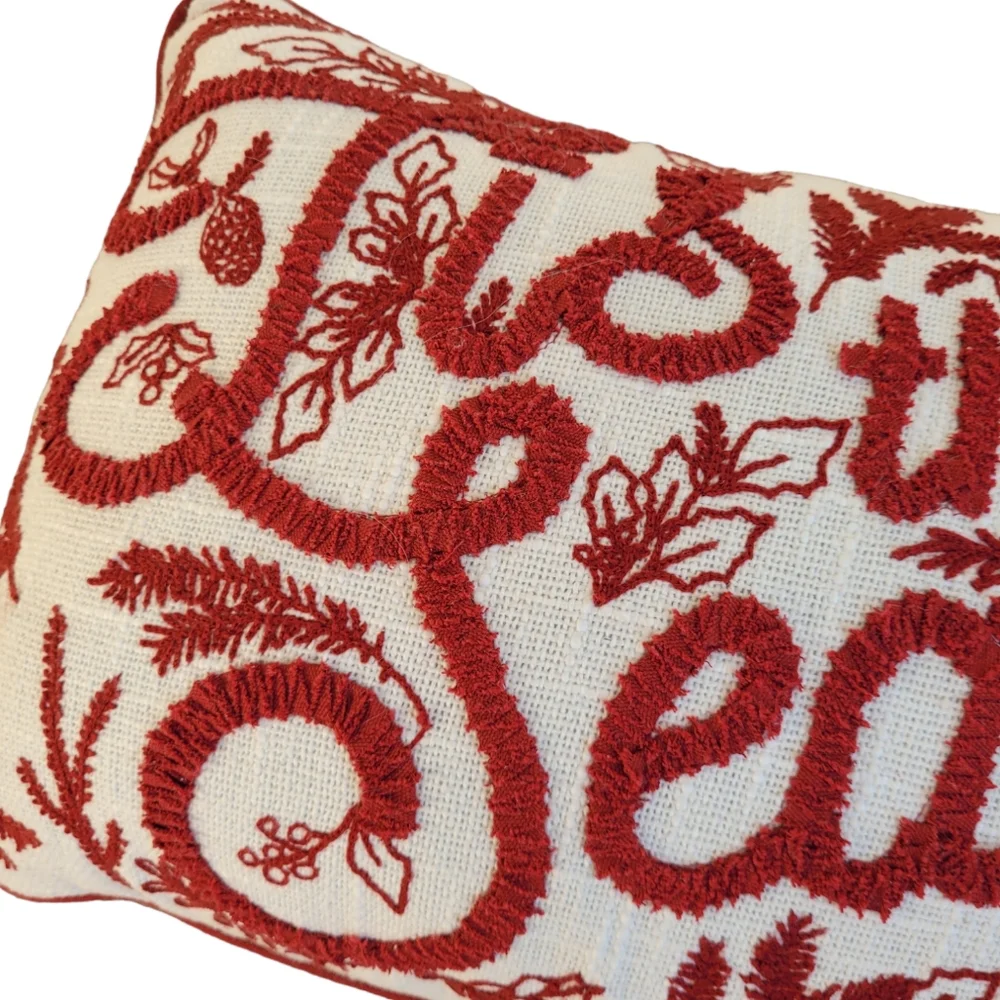 Tis The Season Embroidered Decorative Christmas Pillow 14 x 24